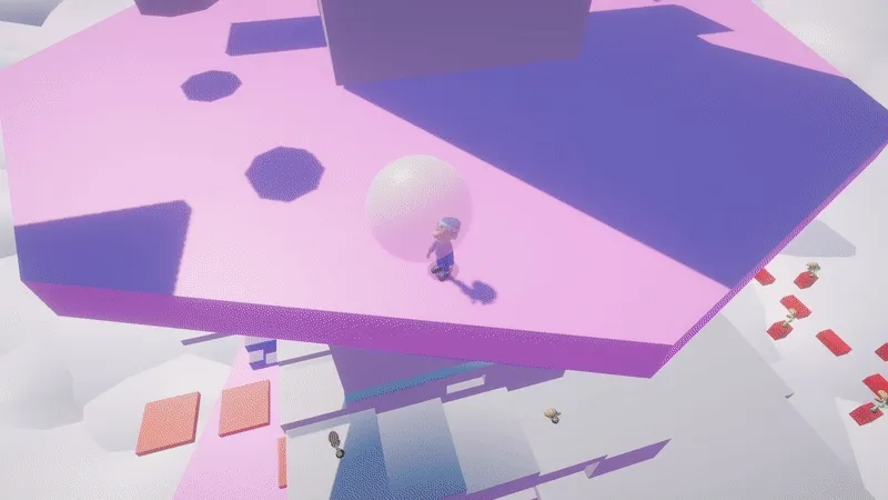 Game logo - Sweet Dreams - a blue character jumping around on platforms