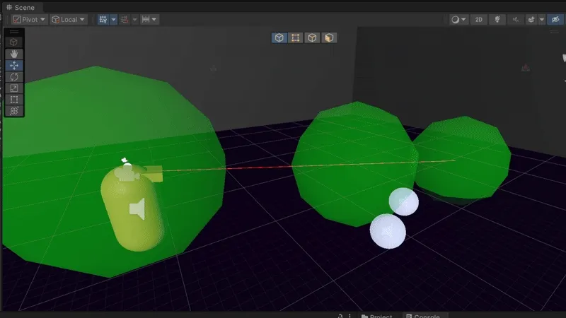 GIF of player scanning for dodgeballs with raycast