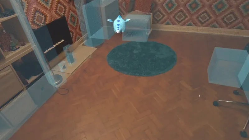 GIF of player picking up a ball and dragon reacting to it