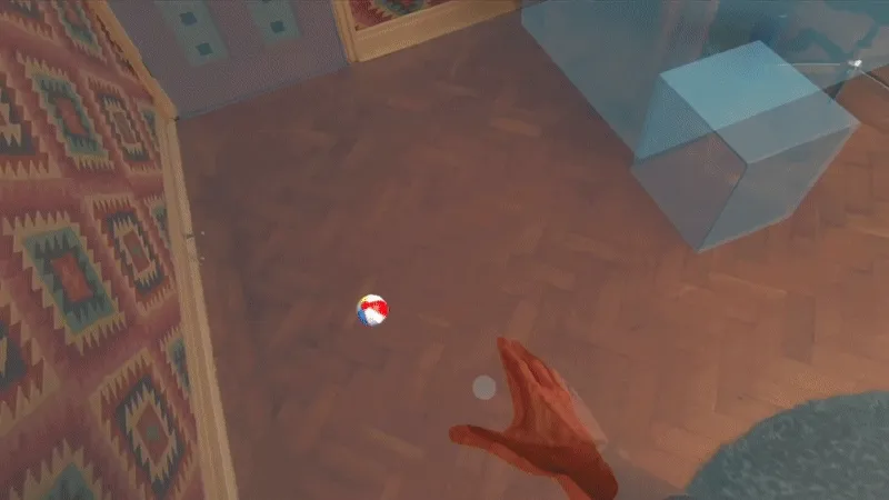 GIF of player throwing a ball and dragon returning it